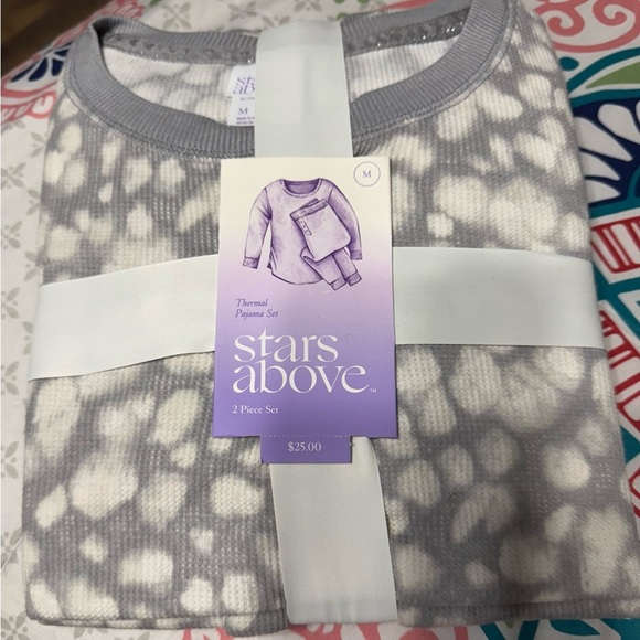 Stars Above Gray and White Thermal Pajama Set. Available Sizes M,L,XL,XXL, NWT - Picture 2 of 6